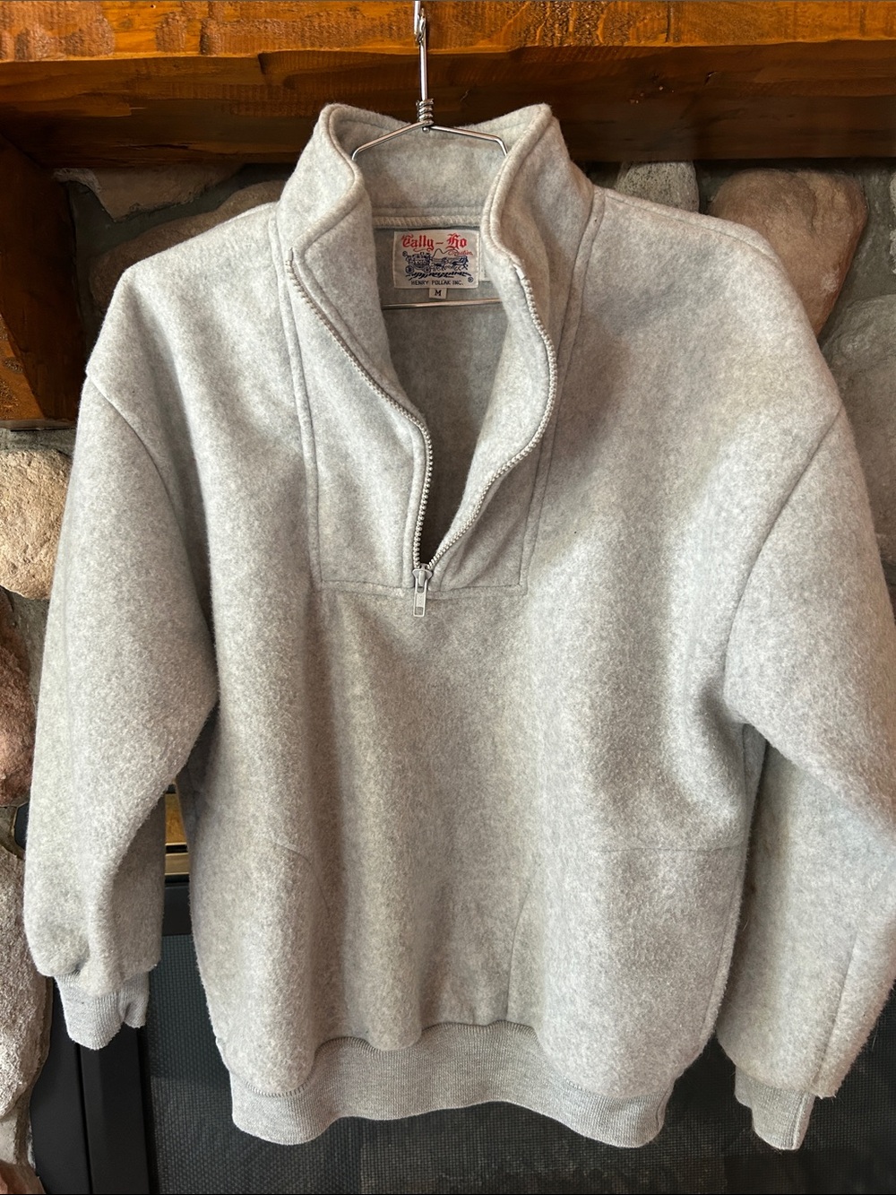 Tally Ho Women’s Grey Polar Fleece Quarter-Zip Pullover Sweatshirt Jacket, Sz M
